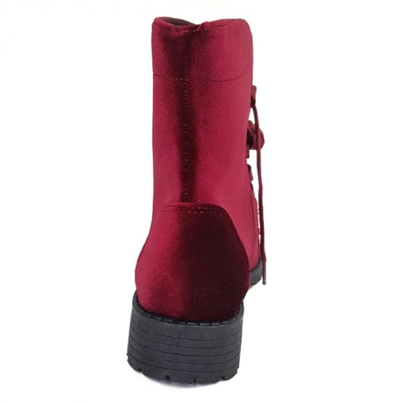NWT Burgundy Velvet Combat Boots - Picture 4 of 5